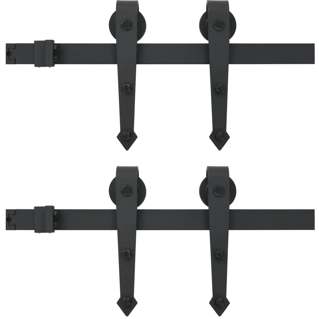 Kit di Binari per Porte Scorrevoli 2x183 cm in Acciaio Nero CFW4797260