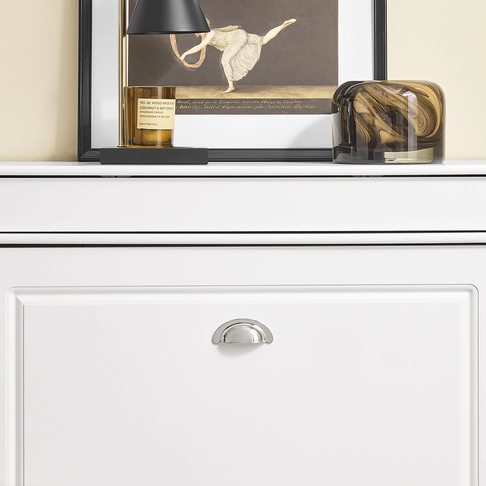 SoBuy Scarpiera Salvaspazio Slim Mobiletto da Ingresso con 2 Ante a Ribalta Armadio Portascarpe Scarpiera Moderna per Ingresso Corridoio o Camera 75x24x96cm Bianco FSR78-L-W