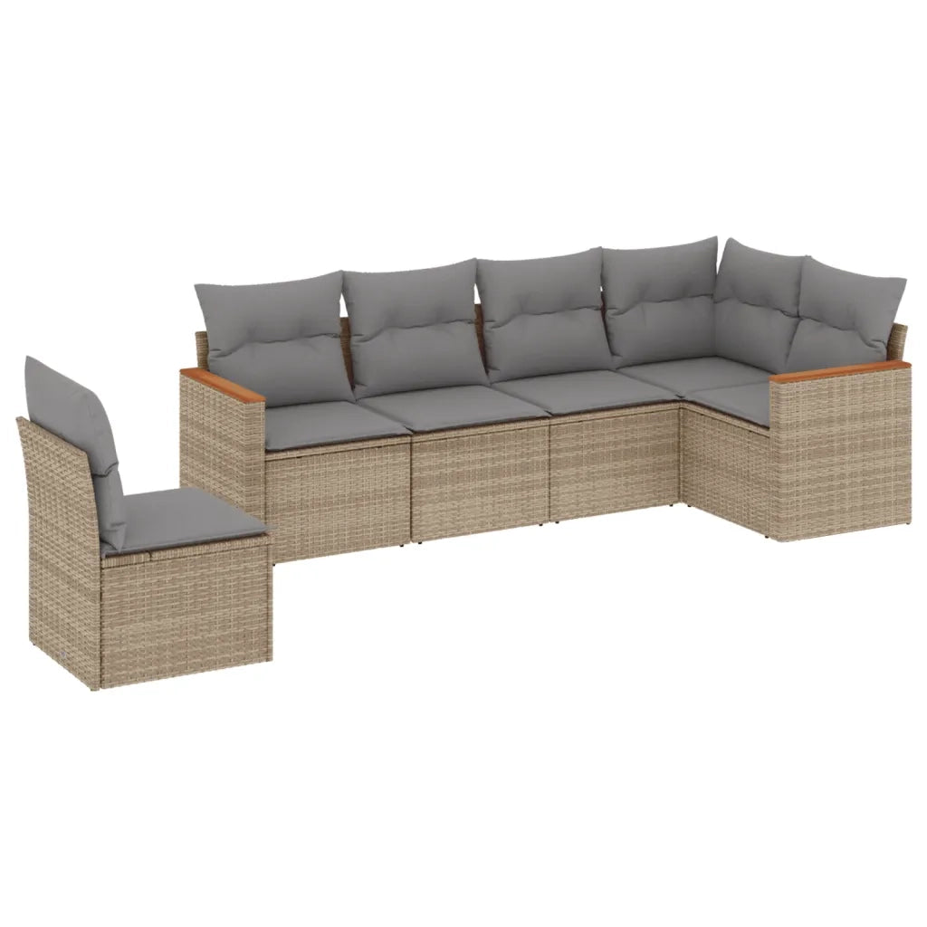 Set Divano da Giardino 6 pz con Cuscini Beige Misto Polyrattan 3226017