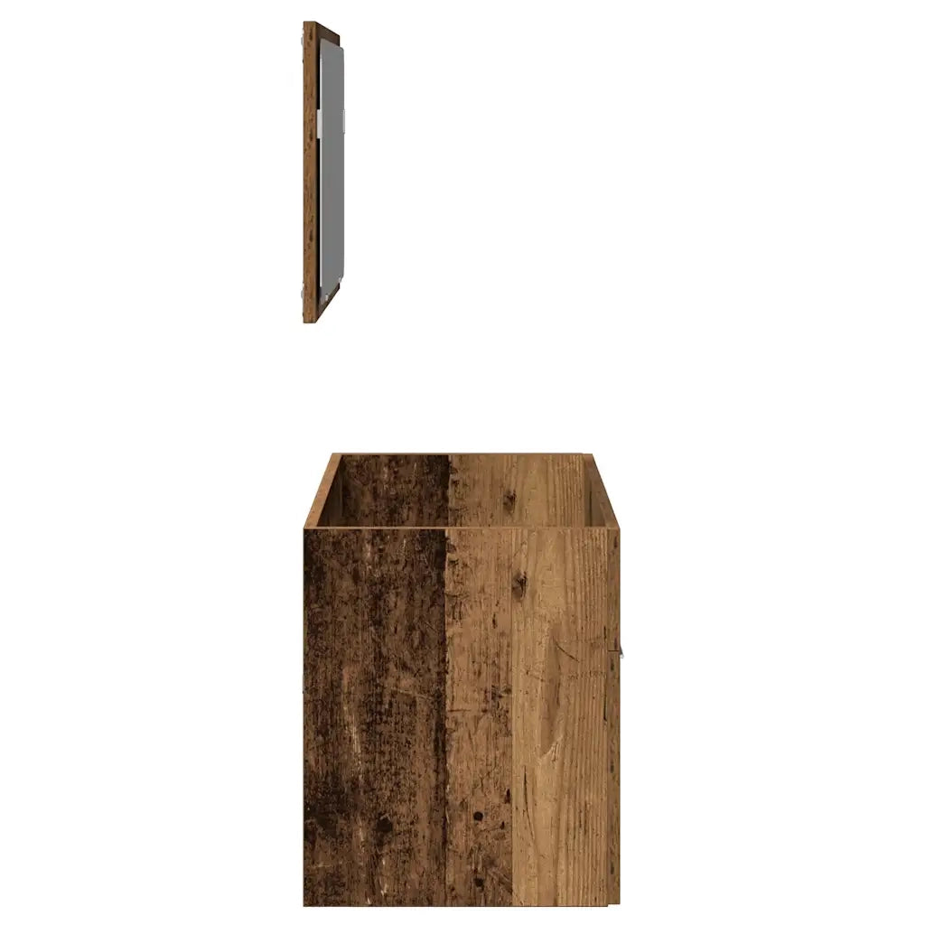 Mobile da Bagno con Specchio in Legno Antico Legno Multistrato 856381