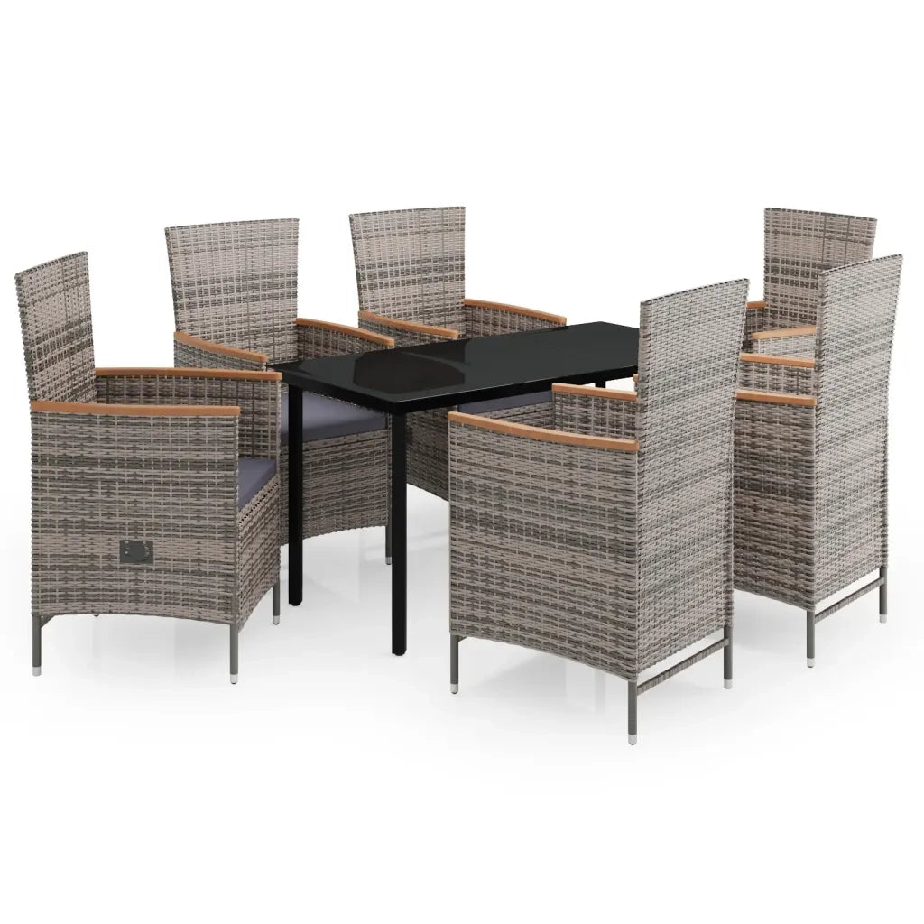 Set Mobili da Pranzo da Giardino Grigio 7 pz con Cuscini cod mxl 38742