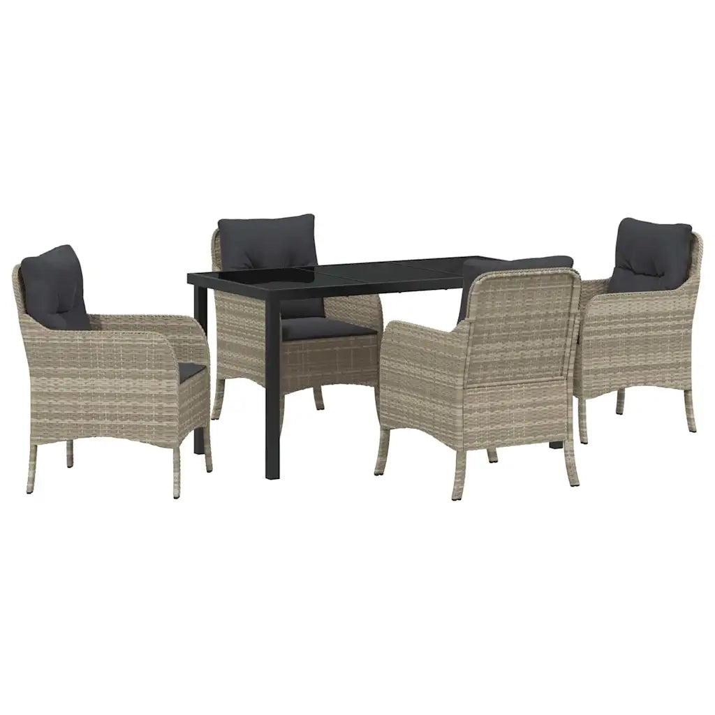 Set da Pranzo per Giardino 5 pcs Grigio chiaro polyrattan 3380185