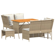 Set Divano da Giardino 5 pz | Set Salotto da Giardino con Cuscini Beige in Polyrattan