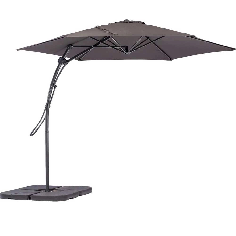 Ombrellone da Giardino Antracite Decentrato 3x3 Mt Base a Croce Sistema Air Vent