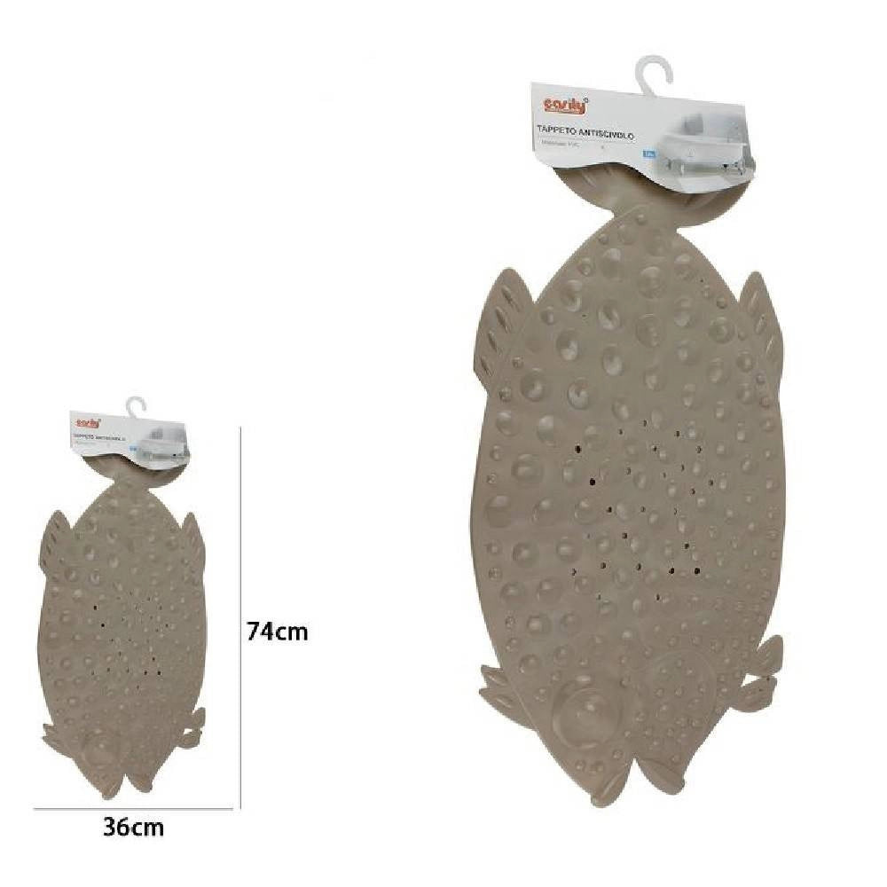 Trade Shop - Tappeto Tappetino Pvc Pesce Beige Antiscivolo Vasca Bagno Doccia 74 X 36cm 59615 -