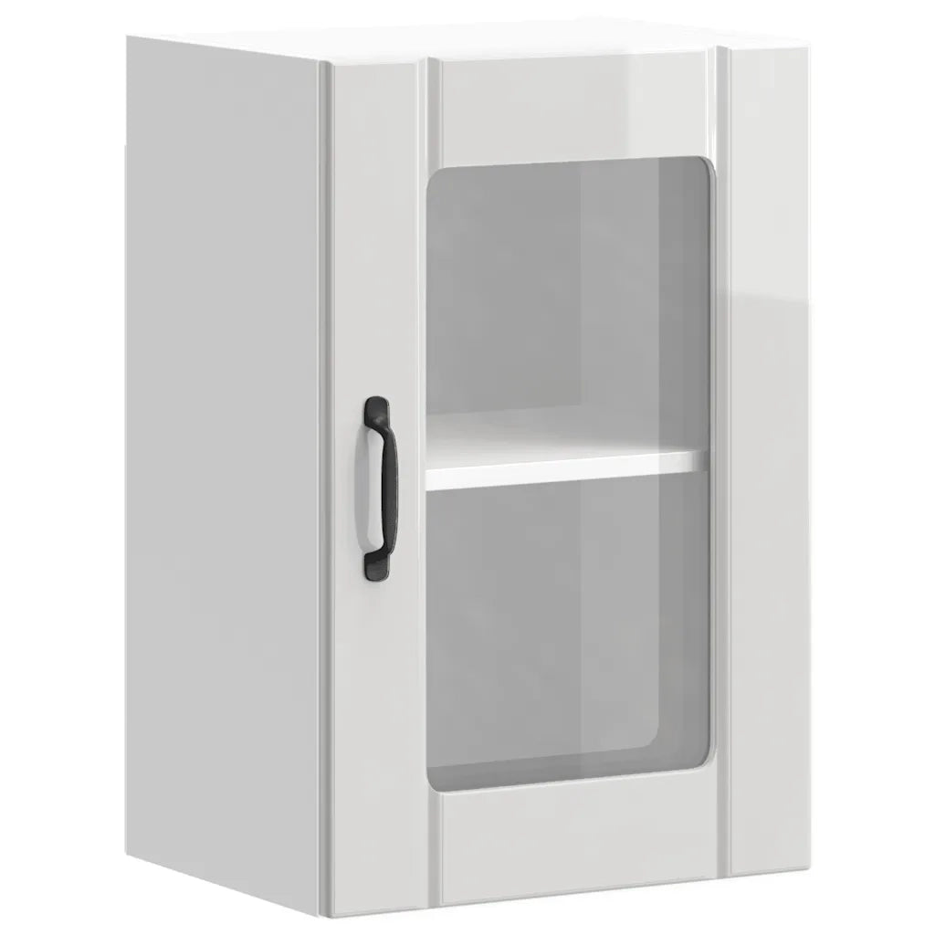 Pensile da Cucina con Porta in Vetro Lucca Bianco Lucido 853769