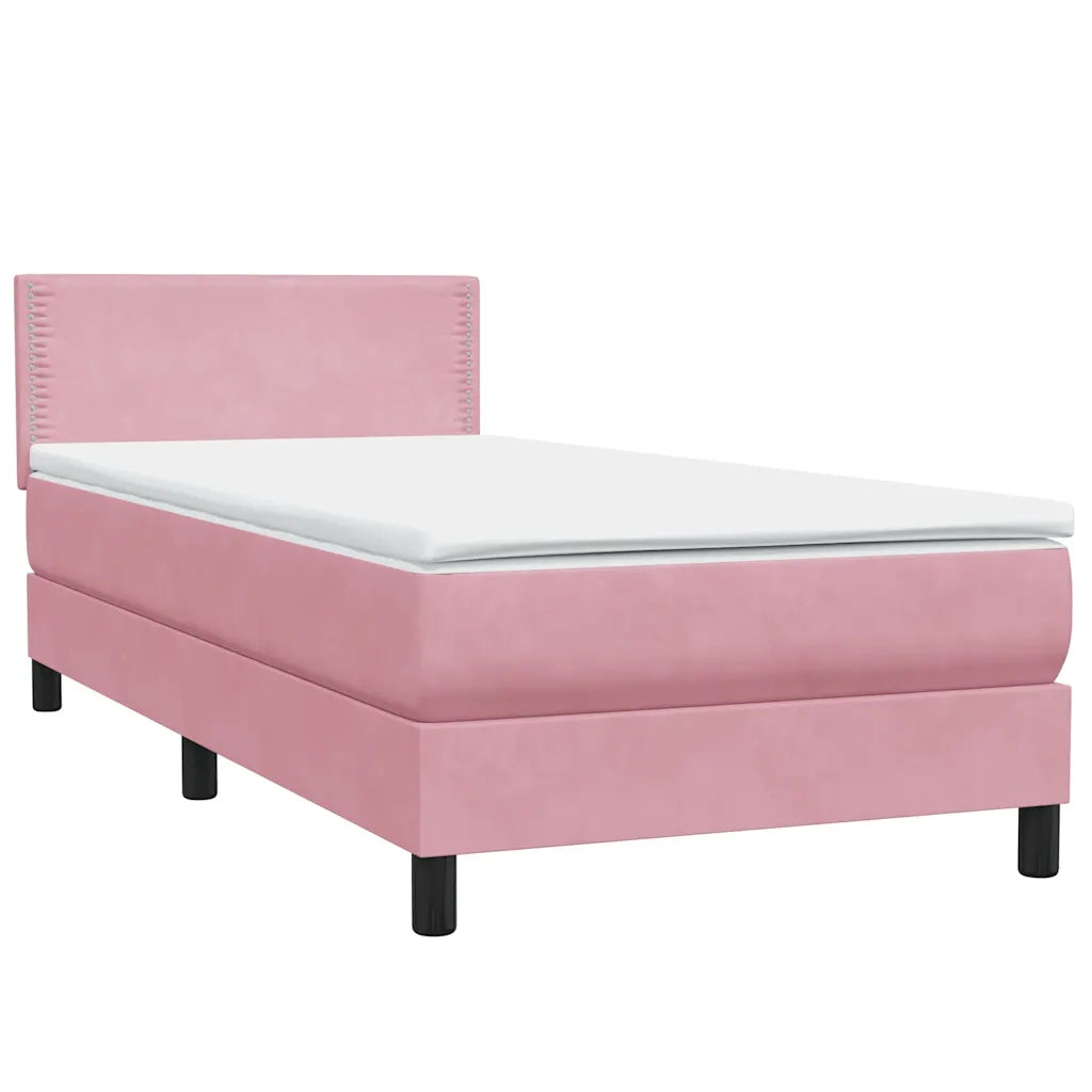 Letto a Molle con Materasso e LED Rosa 100x220 cm in Velluto 3316826