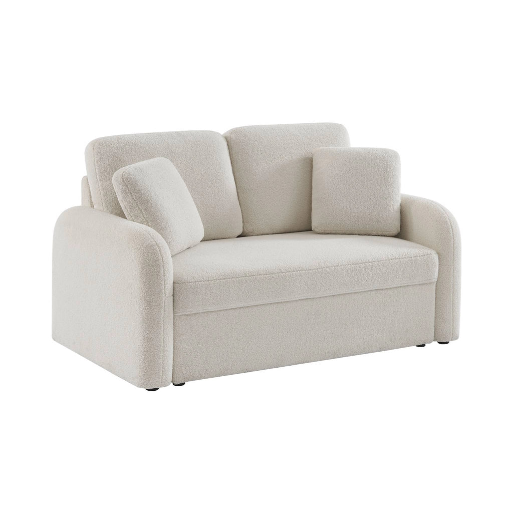 Divano in tessuto bouclé, 2 posti, crema