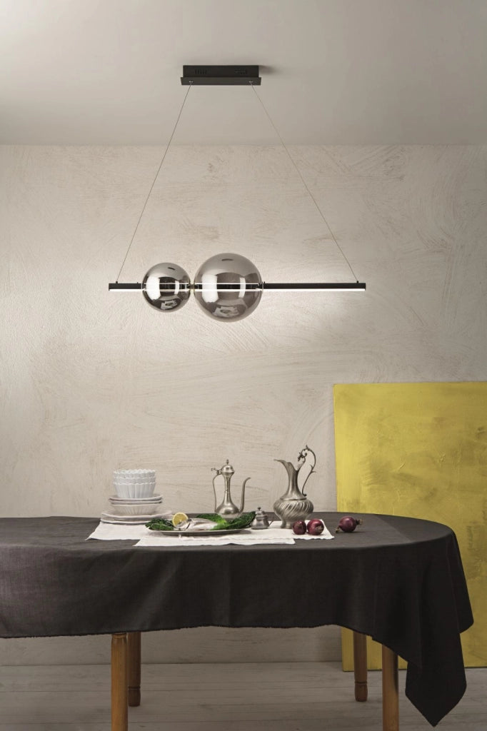 SOSPENSIONE FUFI NERO 3000K 2020LM 40W DIMMERABILE L.100CM