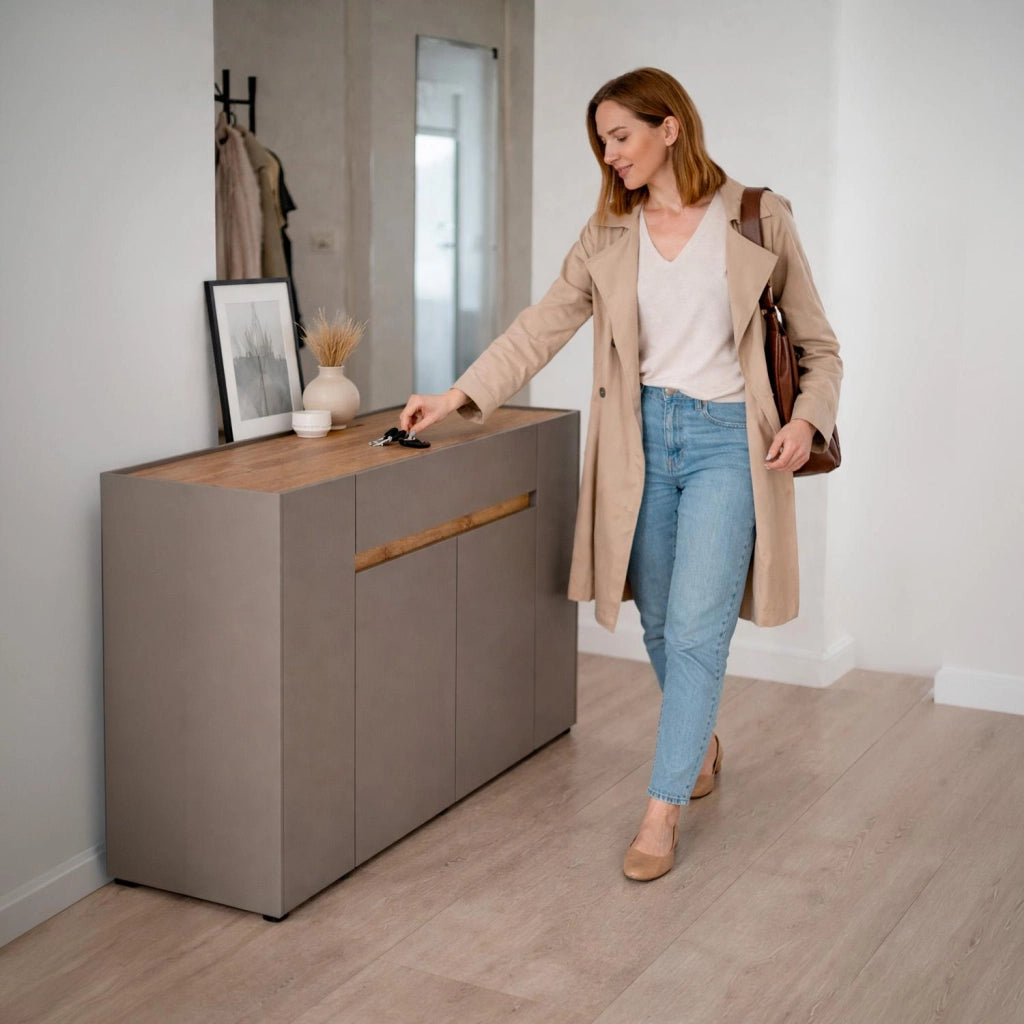 Credenza Moderna Madia Con 4 Ante E 1 Cassetto Mobile Contenitore Per Sala Da Pranzo Soggiorno Design Senza Maniglie Elegante Capiente 170 X 85 X 40 Cm Congo E Rovere