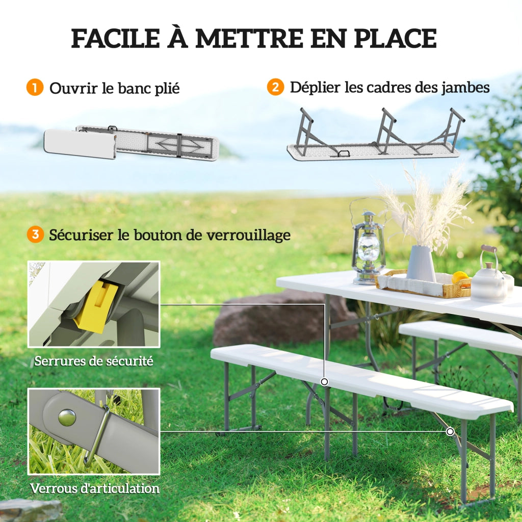 Panche da giardino pieghevoli 2 pezzi ¨C zephmum ¨C Bianco 182x28x42 cm