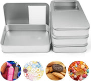 Organizzatore metallico con coperchio - scatola di conservazione con coperchio a finestra - organizzatore argenteo - per casa e caramelle - 16 x 11 x 35 cm.