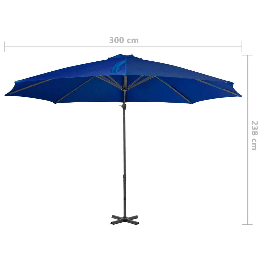 Ombrellone a braccio con palo in alluminio blu da 300 cm 02_0008491
