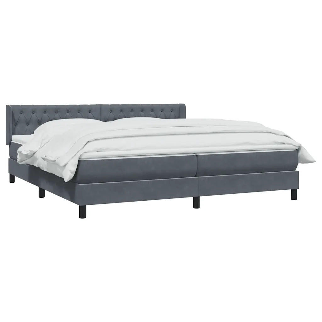 Giroletto a Molle con Materasso Grigio Scuro 180x220 cm Velluto