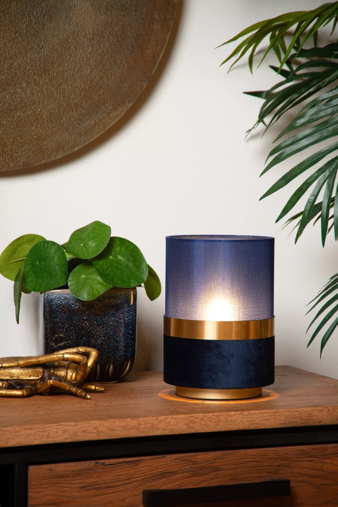Lampada da tavolo lino blu oro E14 Lucide Extravaganza