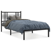 Letto singolo | Letto per adulti | Giroletto con Testiera in Metallo Nero 90x190 cm