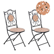 Set di 2 sedie da giardino in metallo nero con struttura in ferro e motivo effetto terrazzo stile vintage da esterno