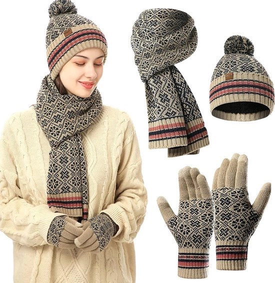 Set di Accessori per la Stagione Invernale 3-in-1 con Copertura in Fleece per Caldo e Protezione del Collo