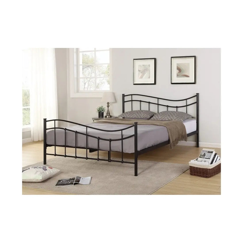 Letto ODETTE 160x200 cm – Metallo nero – Rete inclusa – Eleganza e robustezza