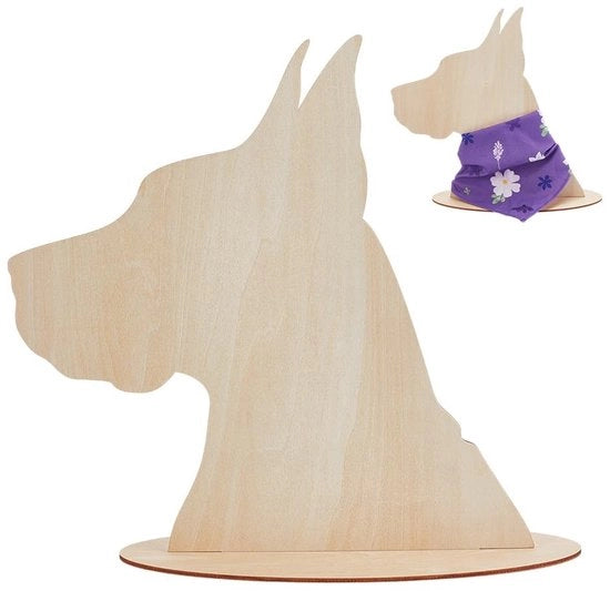 Presentazione di un cane in legno per esposizioni - Stand per presentazioni in legno - Supporto per accessori fotografici - Accessori per animali - Accessori per animali - Dimensioni: 10 cm di larghezza, 33,5 cm di lunghezza, 28 cm di altezza