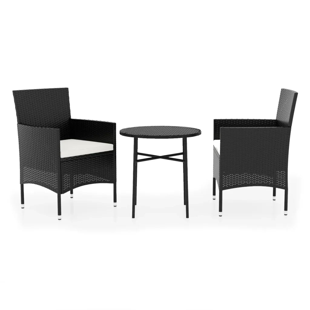 Set Mobili da Pranzo per Giardino 3 pz Polyrattan Nero cod mxl 38714