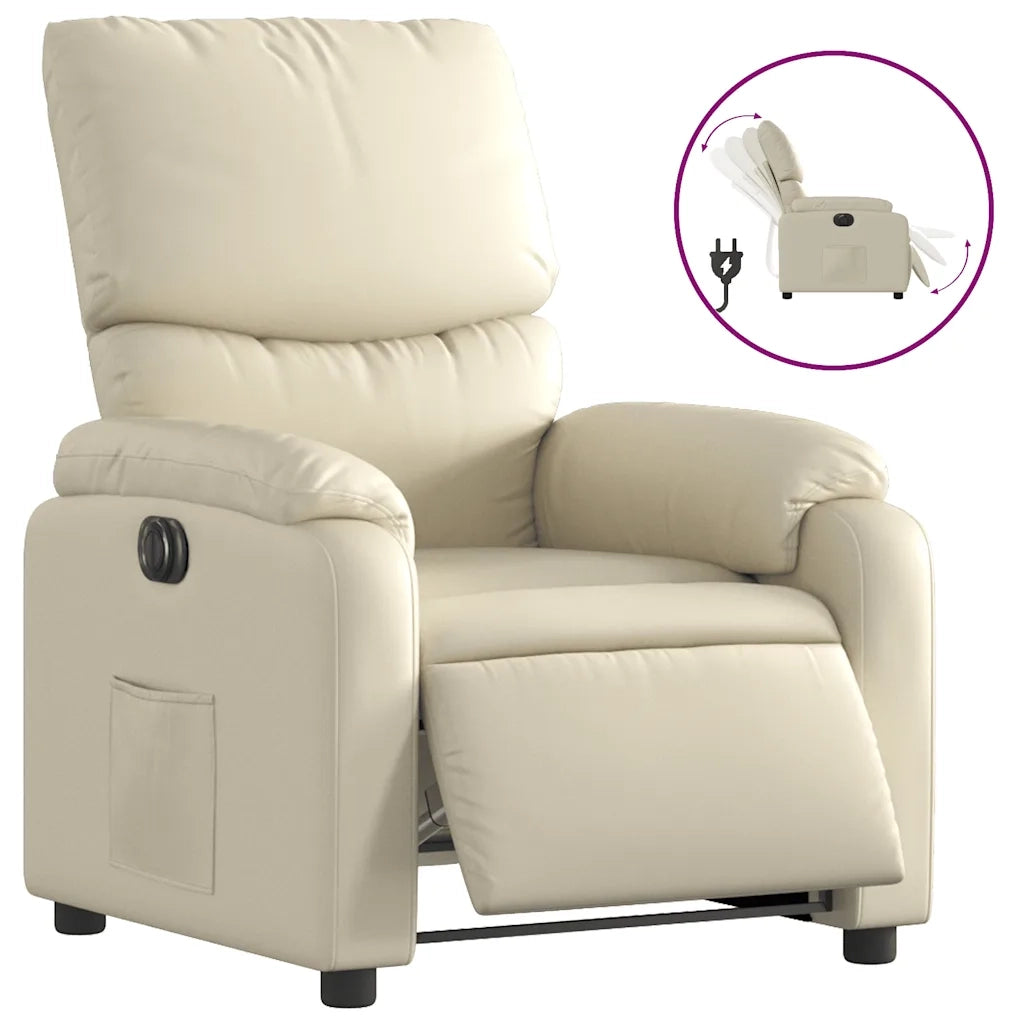 Divano Sedia-Poltrona Reclinabile Elettrica Crema in Similpelle 561019