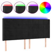 Testiera | Testata a LED Nera 163x16x118/128 cm in Velluto
