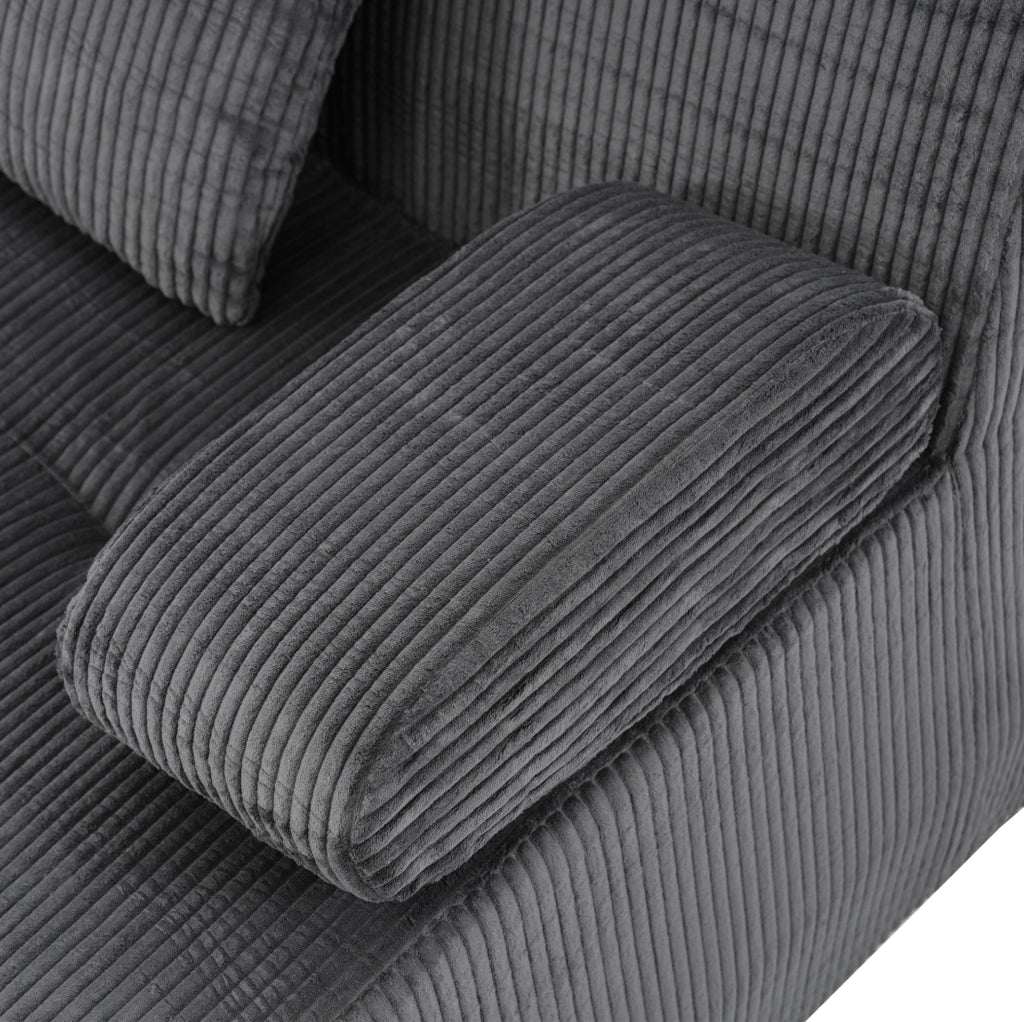 Divano modulare 4 posti 311x90 cm in velluto a coste grigio scuro HOMVRA