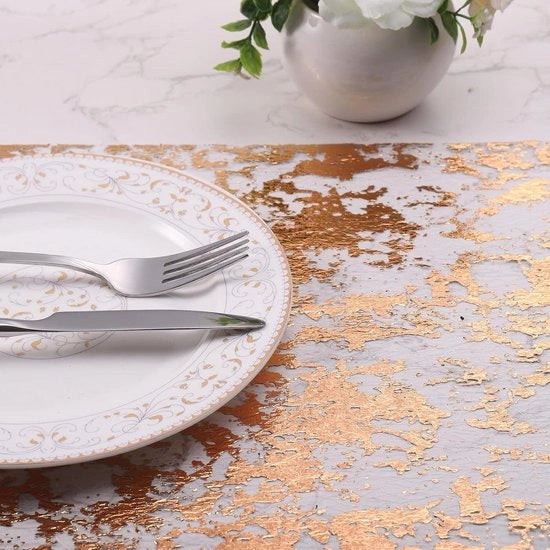 Tavolo da pranzo in rosé e oro 15 m x 28 cm - Copertura metallizzata per decorazione di tavola con contenitore per regali - Ideale per cena, matrimonio, compleanno e Natale