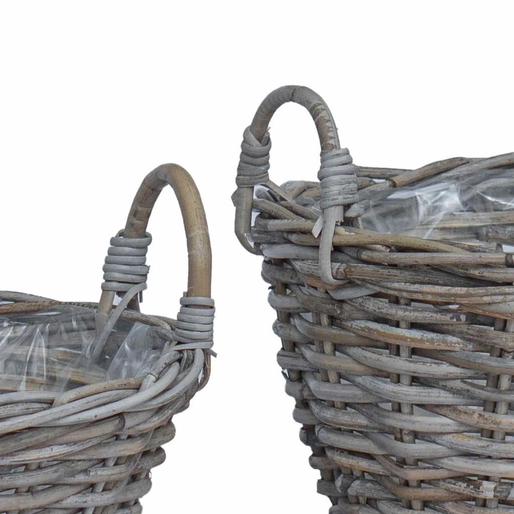 Cesto per Piante con archiviazione 2 pcs Grigio Rattan Lacak 42020963