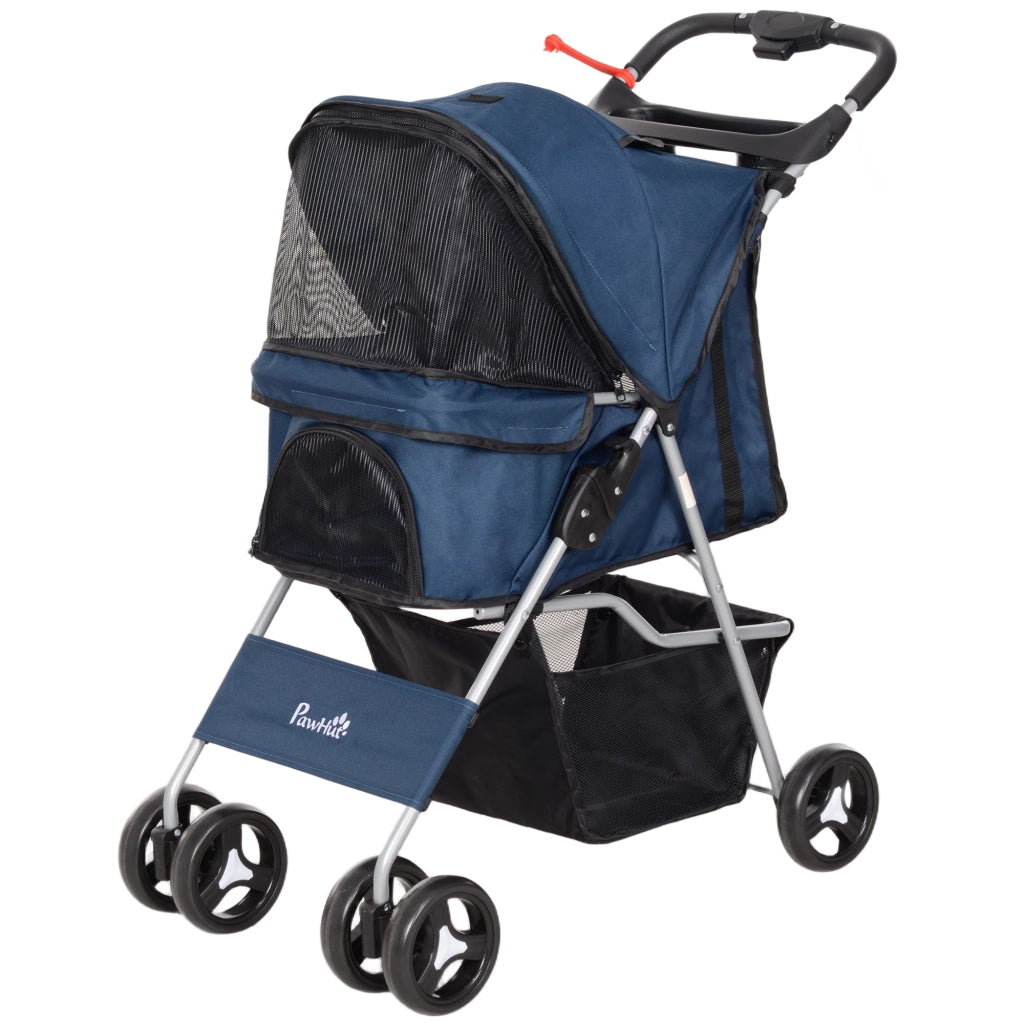 Carrello per Cani con Tenda Regolabile ¨C zephmum ¨C 77x45x99,5 cm Blu Scuro Tela Oxford