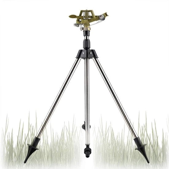 Irrigatore a 360° di rotazione - Sprogetto zincato - Aspiratore per giardino - Manico regolabile 45-89 cm - Acciaio inossidabile - Irrigatore girevole per giardino