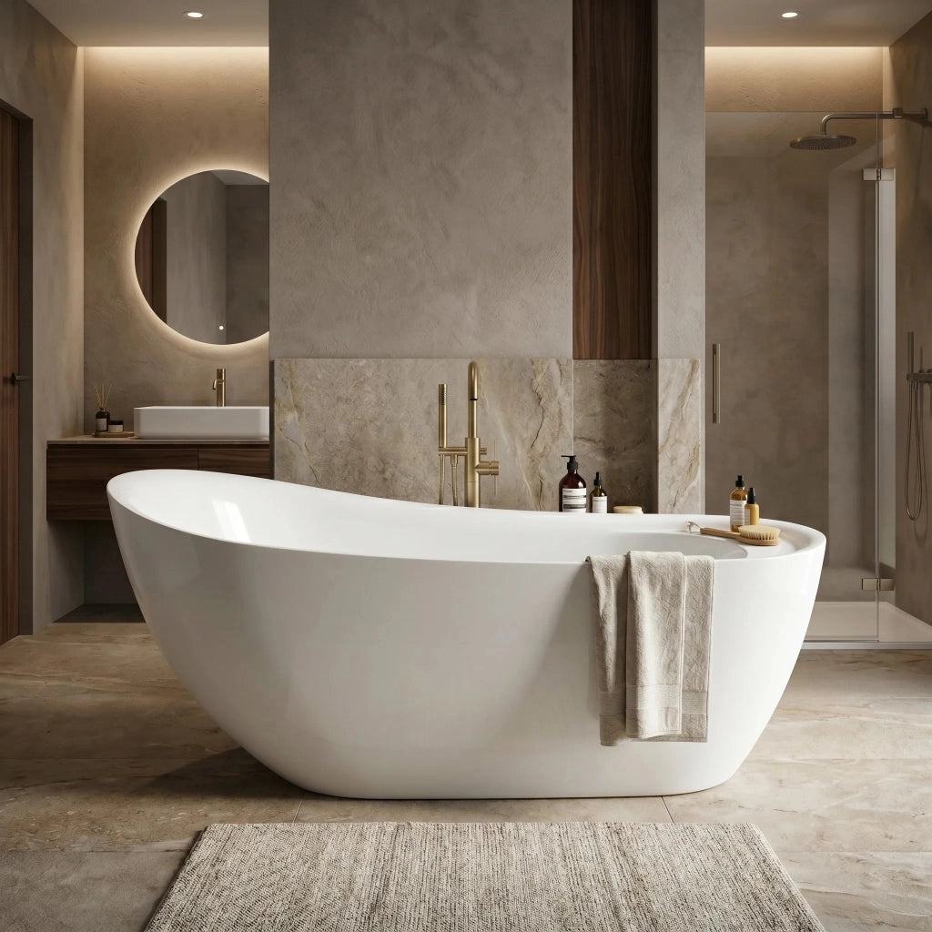 Vasca Da Bagno Freestanding Rea Orte 170 Copritappo bianco