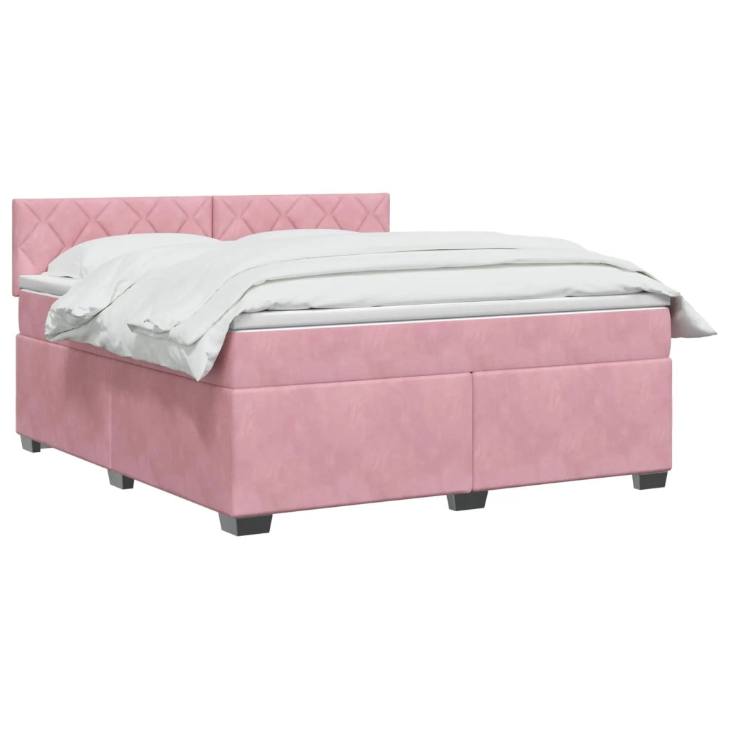 Letto box spring con materasso Rosa 160 x 200 cm Velluto 3450757