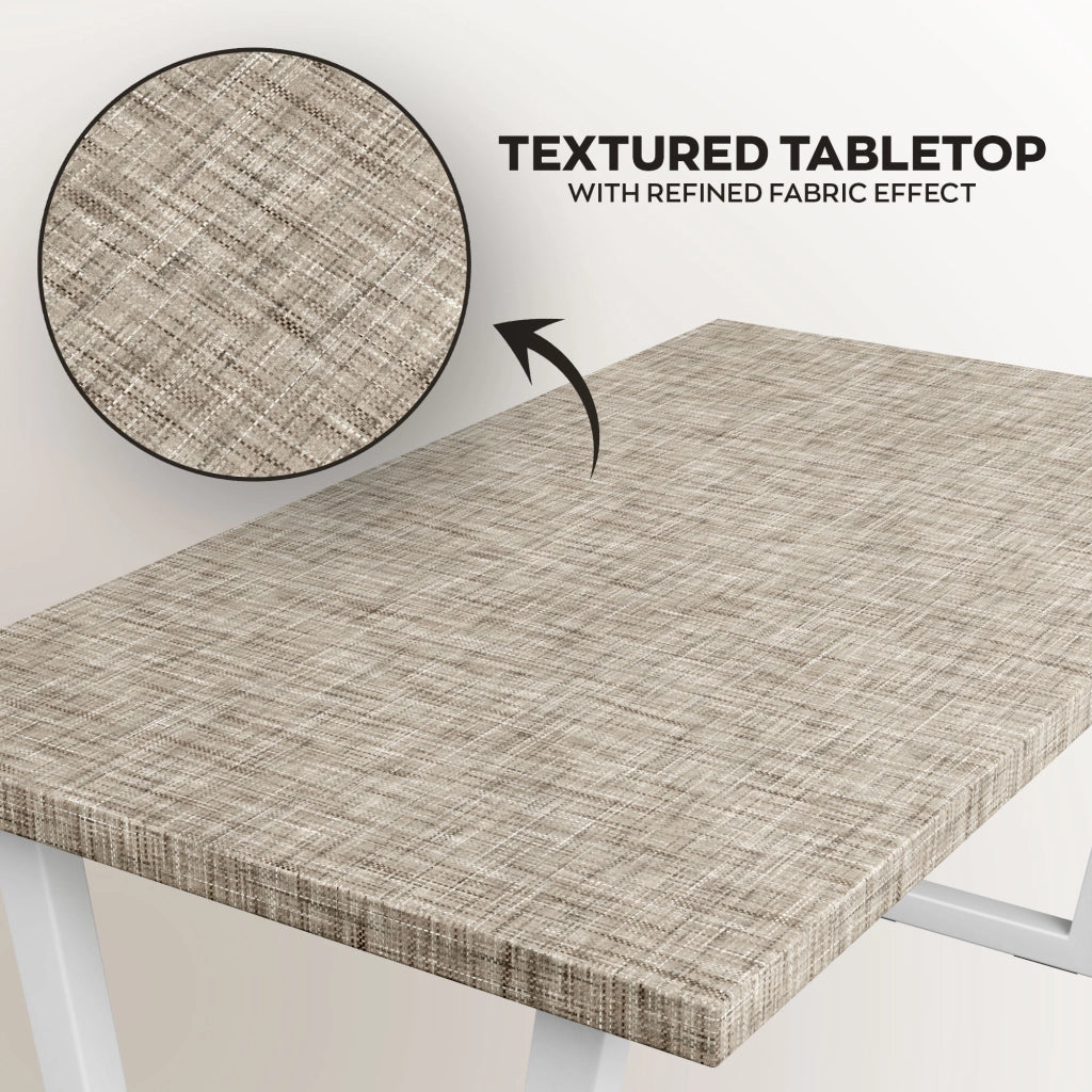 Tavolo da pranzo in legno e metallo con piedi trapezoid bianchi 220x100 cm Grigio Testurizzato