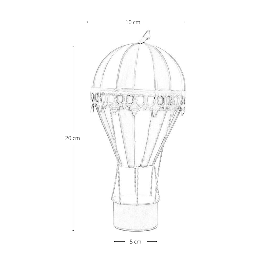 Mongolfiera Decorativa h 20 cm Metallo Rossa e Dorata da Appendere o Appoggiare