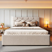 letto imbottito velluto beige 140 x 200 cm