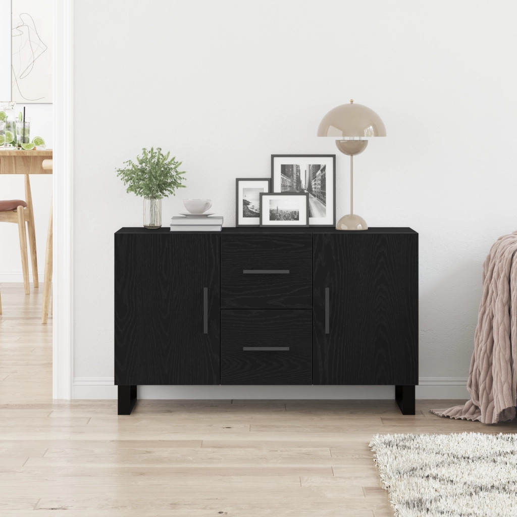 Sideboard  Nero Rovere 100x36x60 cm Legno ingegnerizzato