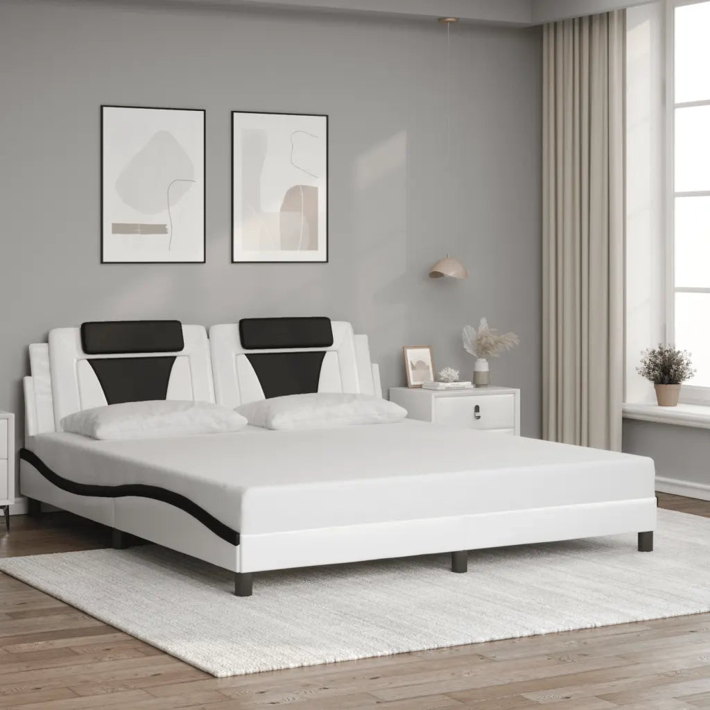 Giroletto con Luce LED Bianco e Nero 180x200 cm in Similpelle
