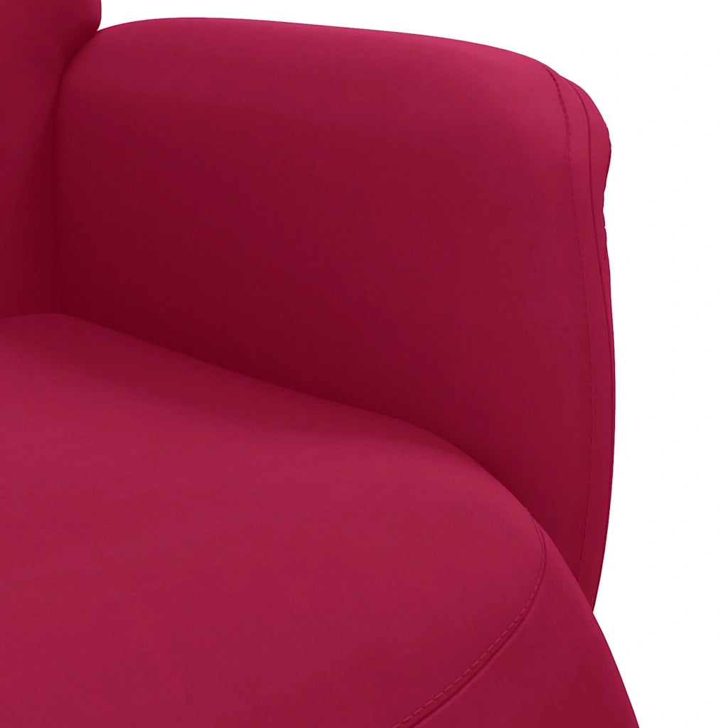 Divano Sedia-Poltrona Reclinabile con Poggiapiedi Rosso Vino in Velluto