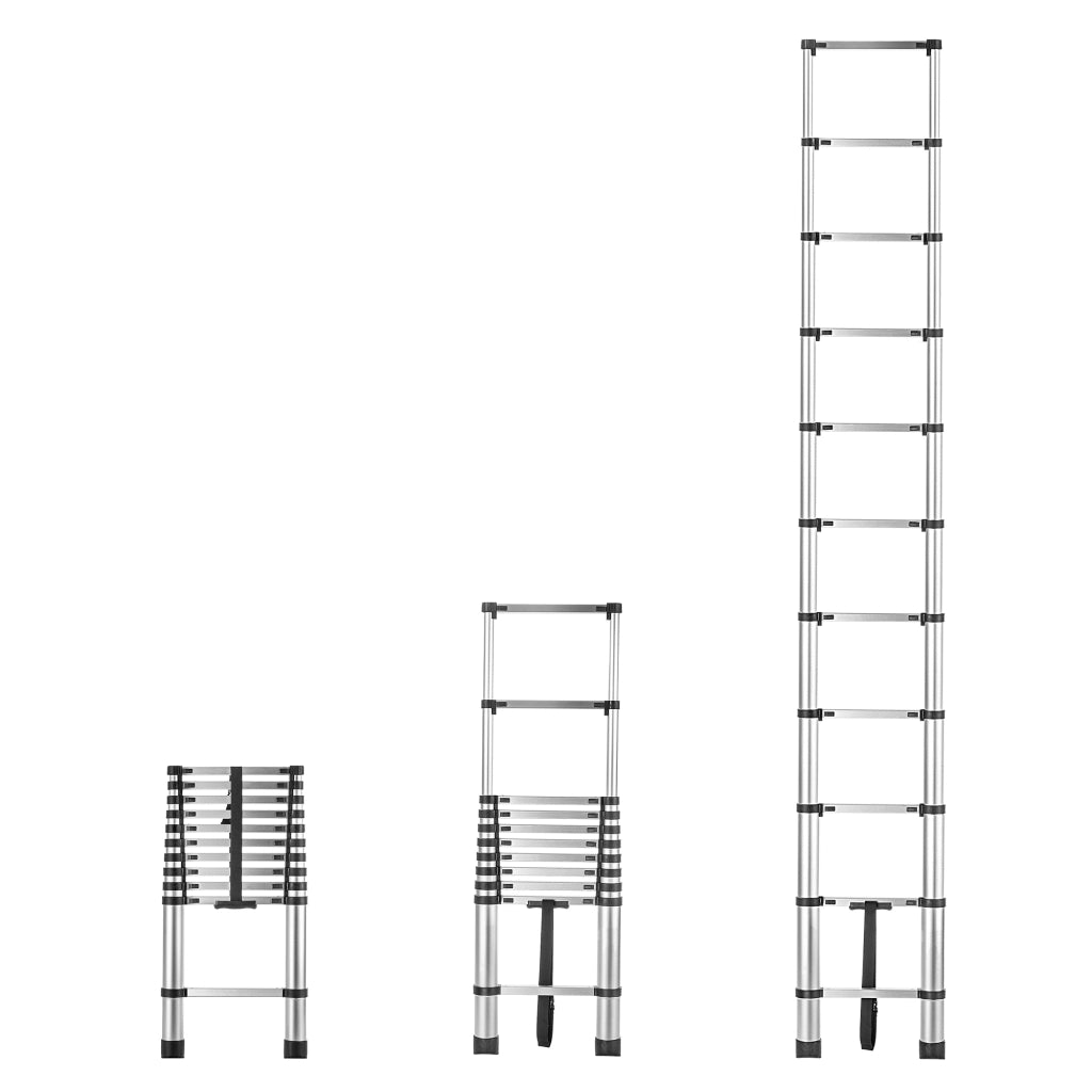 Scala domestica telescopica in alluminio KADAX, estensibile e pieghevole, 11 gradini, portata 125 kg.