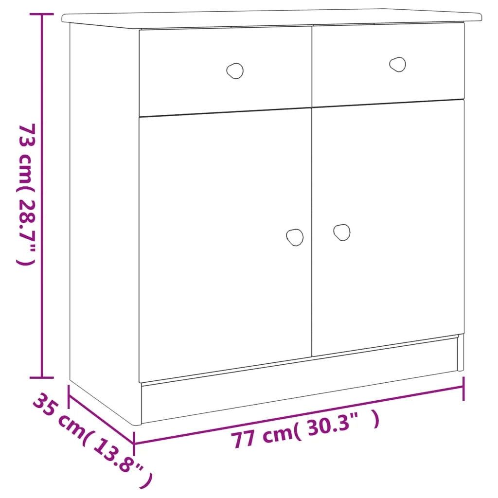 Buffet credenza cassettiera armadio mobile contenitore organizer per cucina soggiorno salotto 77 x 35 x 73 cm legno massello di pino marrone 02_0029676