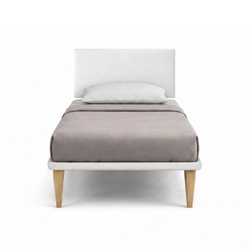 Letto imbottito Singolo 80x200 cm Flat - Bianco,Similpelle,Con rete