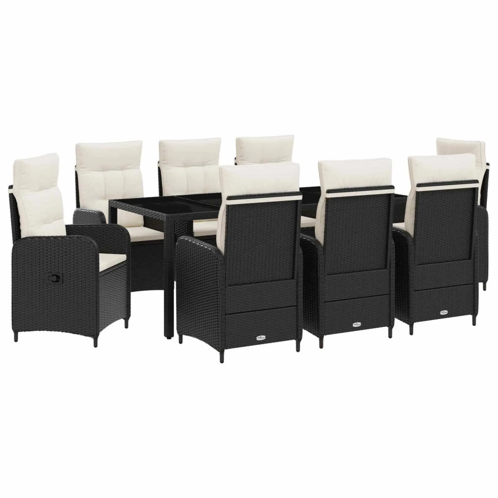 Set da pranzo per esterni 9 pz Nero e Bianco Crema polyrattan 3422307