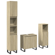Set Mobili da Bagno | Armadio da bagno 3 pz Rovere Sonoma in Legno Multistrato