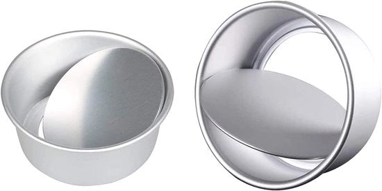 Set di due Cakevormi in Alluminio con Base Removibile per Torta di Matrimonio, Compleanno e Natale - Set di 2 pezzi - 15 cm e 20 cm - Color Argento