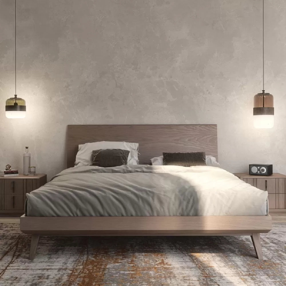 Letto matrimoniale in legno moderno testata legno l.170 p.211 h.99 - Mobili 2G