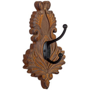 Appendiabiti da parete in legno intagliato marrone 11,5x8,5x20,5h cm