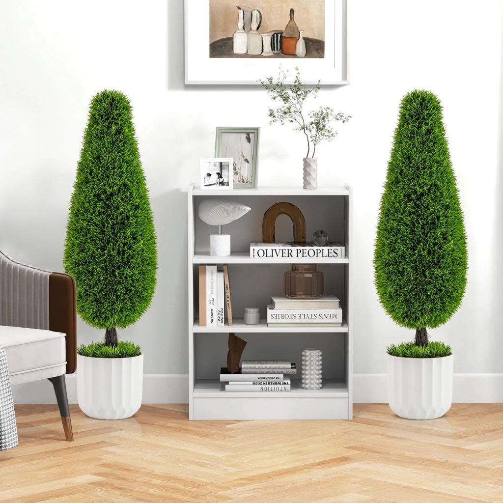 Set di 2 piante artificiali, albero di cedro, 90 cm, in vaso, piante artificiali con foglie di polietilene, come vero albero artificiale, per la casa