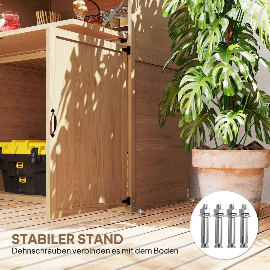 Armadio da giardino con tavolo pieghevole ¨C zephmum ¨C legno di abete marrone 110x54x136 cm